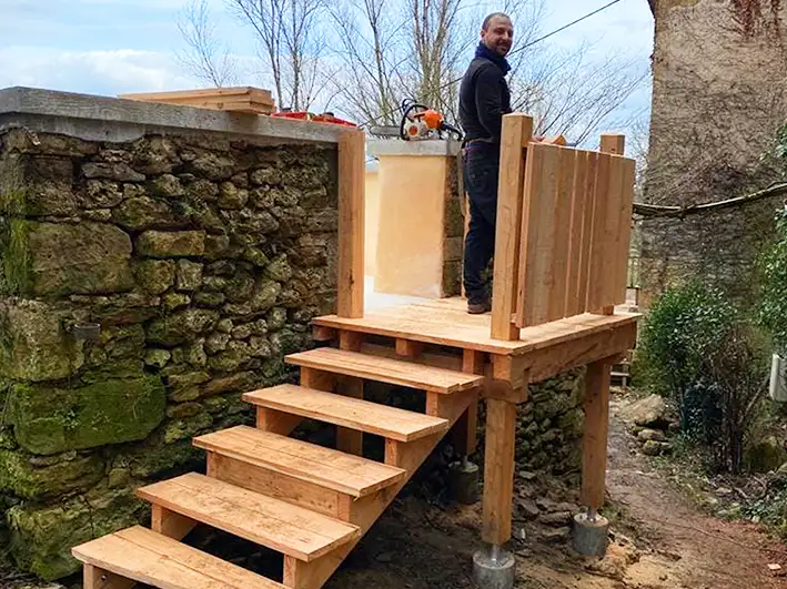 Structure bois escalier Figeac menuisier